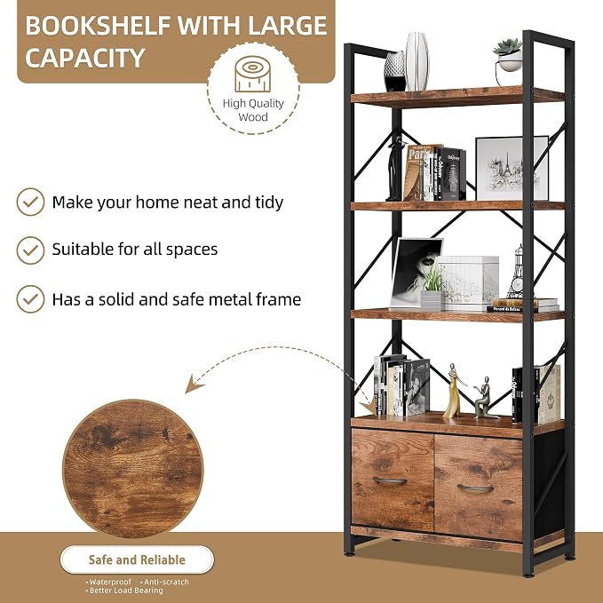 Vongrasig 5 Tier Bookshelf - Image 7