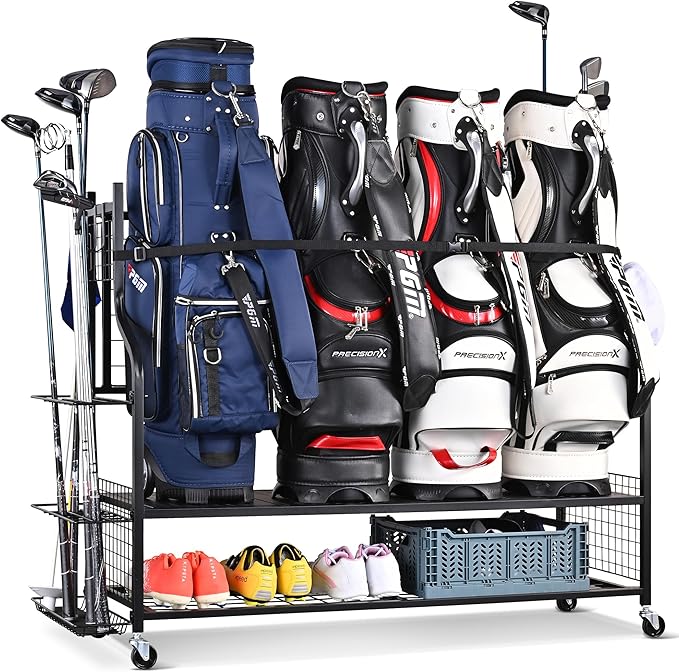 Mythinglogic Golf Bag Storage Organizer, Extra Large Golf Storage Stand by Mythinglogic