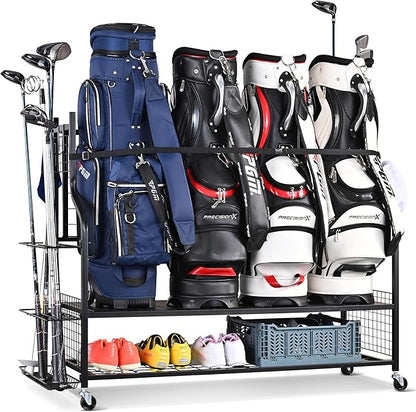 Mythinglogic Golf Bag Storage Organizer, Extra Large Golf Storage Stand by Mythinglogic