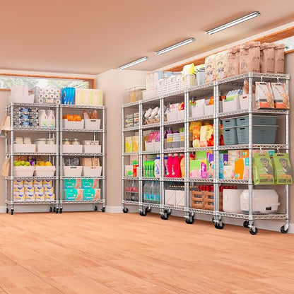 PrimeZone 75" H Wire Shelving 5 Tier Slim Steel Storage Metal Shelves - Image 2