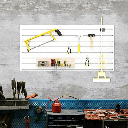 4FT x 2FT Modern White PVC Slatwall Panel, Wall Mounted, 1 Shelf, Garage Storage - Image 8