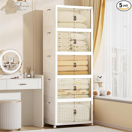 520 QT / 130 Gal Large Foldable Stackable Plastic Storage Cabinet by Unknown