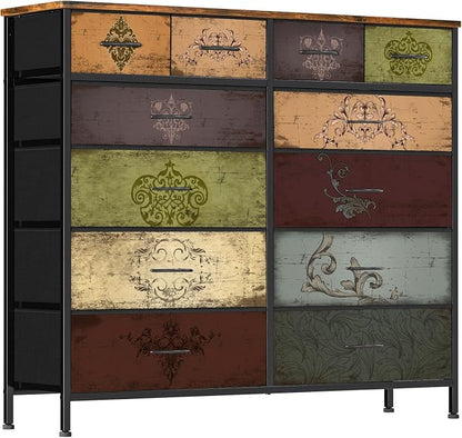 Dresser for Bedroom with 12 Drawers, Tall Fabric Drawer Dresser, Chest of by VASICAR