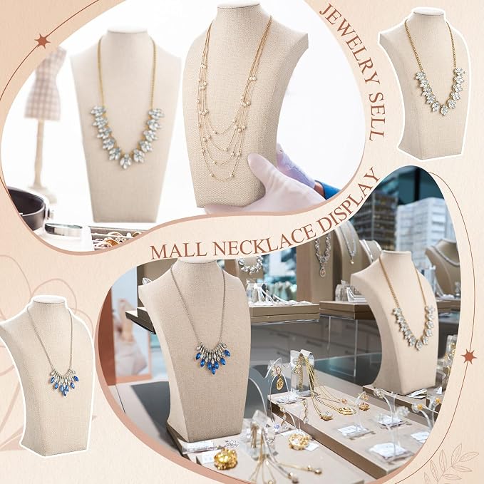 Kigley 6 Pcs Linen Necklace Display Bust Jewelry Holder Necklace Retail - Image 4