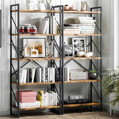 Vongrasig 5 Tier Bookshelf, Modern Tall Bookcase, Industrial Book Shelves - Image 8