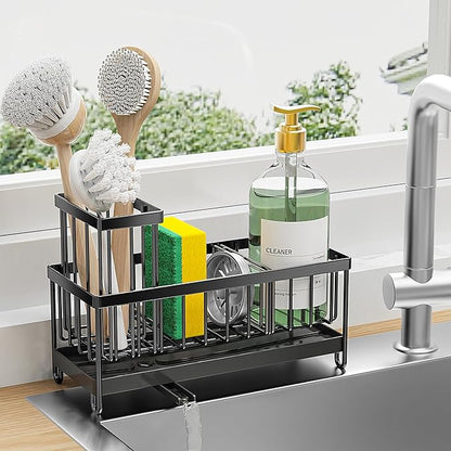 Cisily Black Sponge Holder for Kitchen Sink, Sink Caddy Organizer by CISILYHOMELIFE