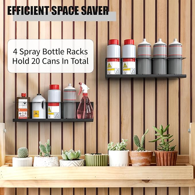 4 Pack Wall-Mounted Spray Bottle Holder, Aerosol Spray Can Holder Storage Rack - Image 3