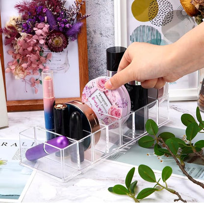 Tuanse 4 Pcs Acrylic Makeup Compact Organizer Detachable 8 Spaces Clear Vanity - Image 4