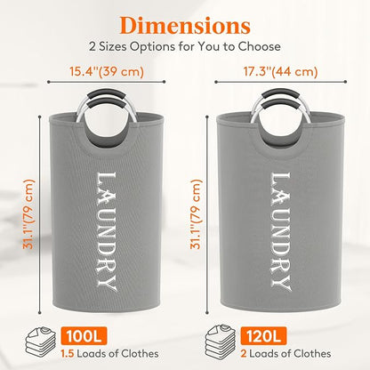 Lifewit 100L 2-Pack Large Laundry Basket, Collapsible Laundry Hamper - Image 2