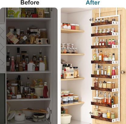 bukfen Over the Door Pantry Organizer, 8-Tier Adjustable Wooden Basket Kitchen - Image 5