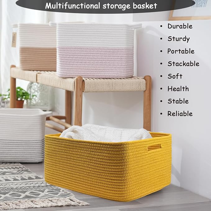 COMFY-HOMI Cotton Rope Woven Basket - Image 6