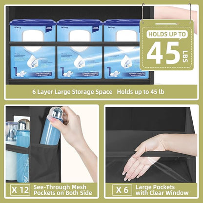 Over Door Organizer with 6 Extra Large Pockets 12 Side Pockets, Sturdy Closet - Image 3