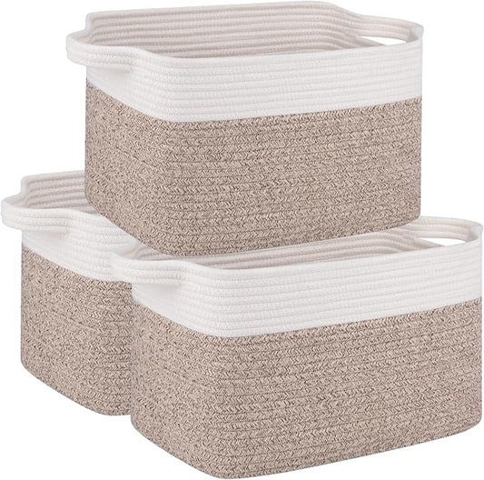 OIAHOMY 3 Pack Storage Baskets for Organizing, Woven Basket by MasterofSpaceOptimization