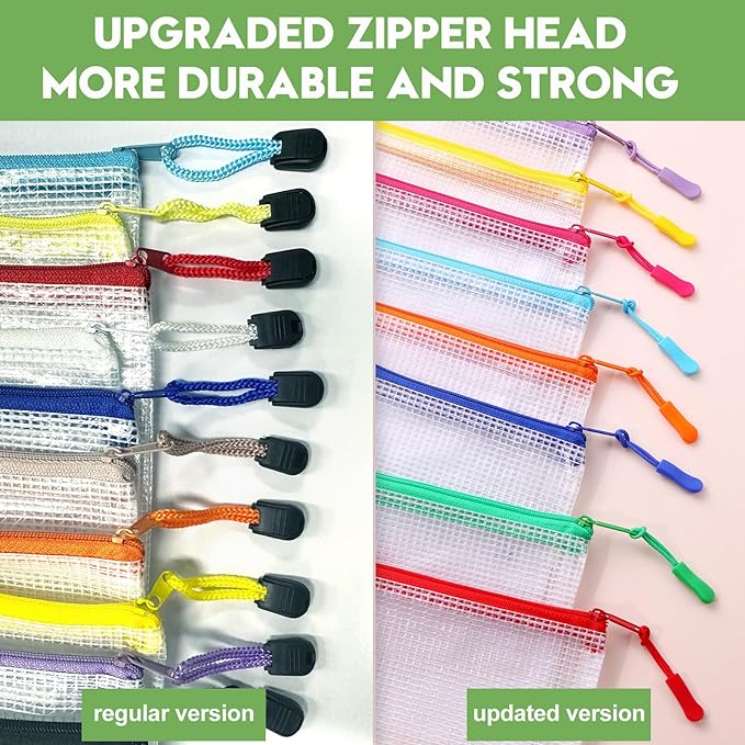 24pcs Mesh Zipper Pouch File Bags Puzzle Storage Bags, A5 Size 9.4 x 6.9 Inches - Image 3