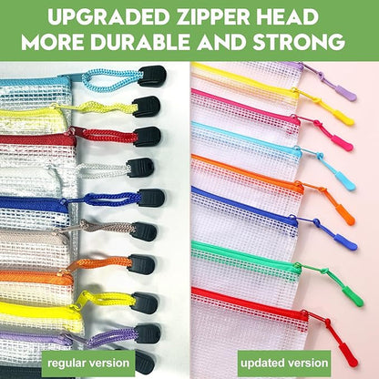 24pcs Mesh Zipper Pouch File Bags Puzzle Storage Bags, A3 17x12 Inches Large - Image 2