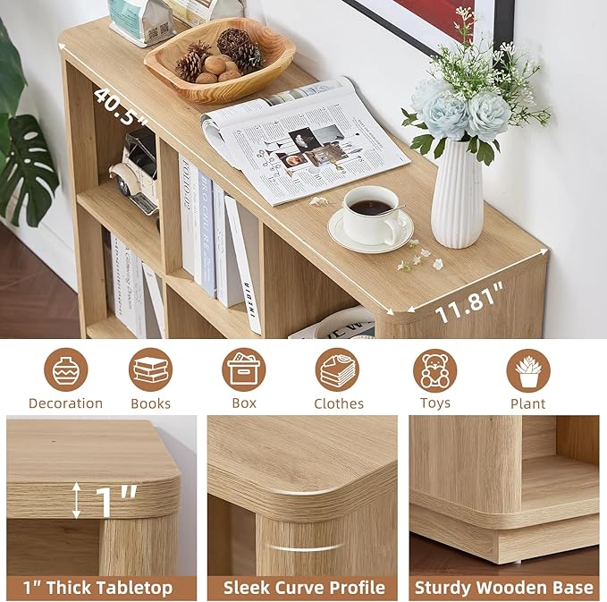 9 Cube Storage Book Shelf, Floor Standing 3-Tier Wood Cubby Bookcase - Image 4