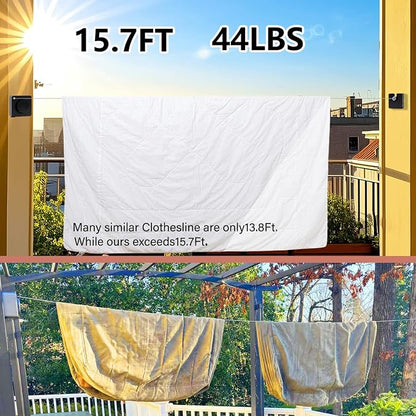 15.7Ft Retractable Clothesline Indoor an Anti-sag Retractable Clothesline - Image 3