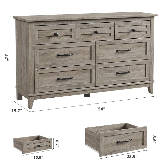 GarveeHome 7 Dresser for Bedroom, 54 in Wide Drawer Dresser - Image 2
