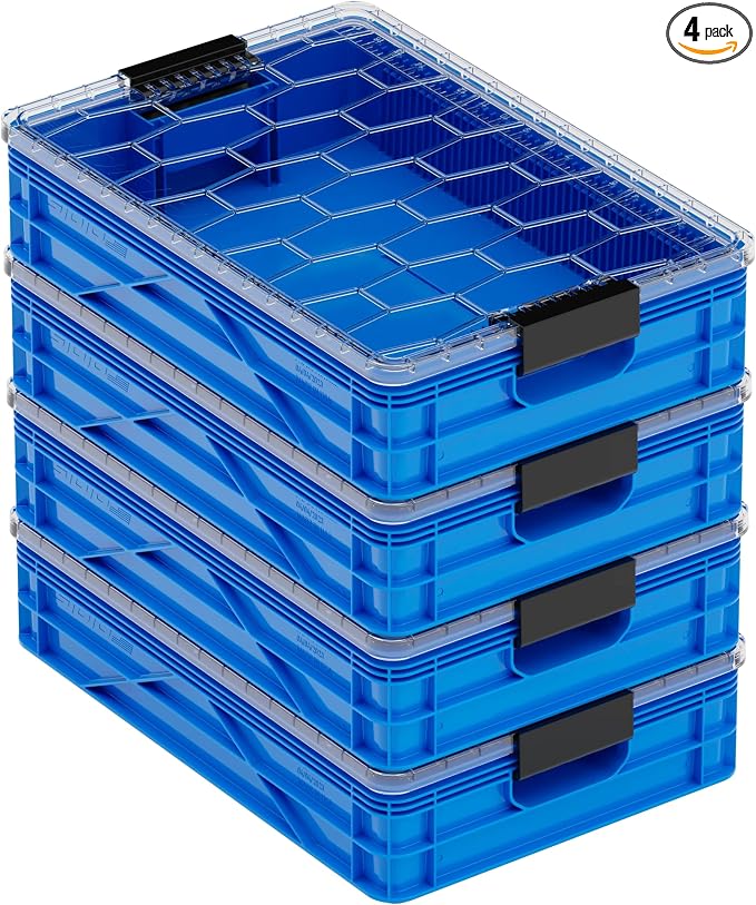 SIDIO Quarter Crate 4 Pack of Stackable Storage Bins by Sidio