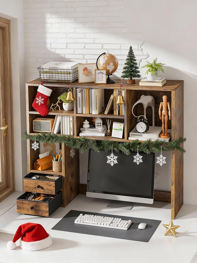 REIBII Desktop Bookshelf, High-Capacity Desk Hutch Organizer - Image 5