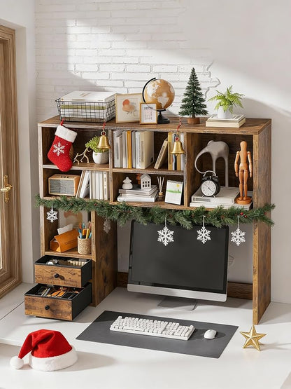 REIBII Desktop Bookshelf, High-Capacity Desk Hutch Organizer - Image 5
