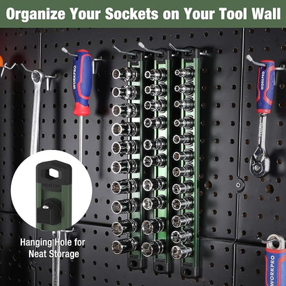 WORKPRO Magnetic Socket Organizer, 1/2-Inch Drive Aluminum Alloy Socket Rail - Image 6