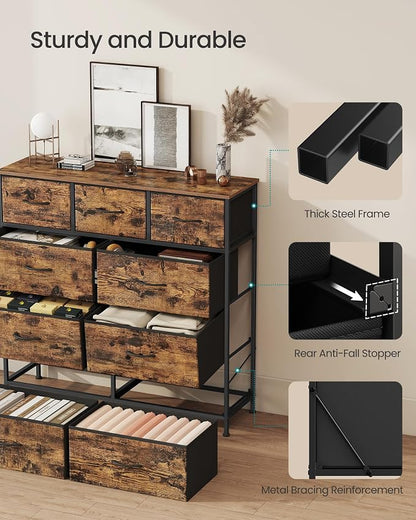 SONGMICS Dresser for Bedroom, Chest of Drawers, 9 Non-Woven Fabric Drawers - Image 6