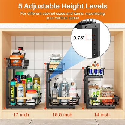 REALINN Under Sink Organizer, Height Adjustable Under Sink Organizers and - Image 3