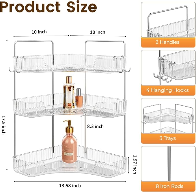 Corner Bathroom Counter Organizer 3-Tier Bathroom Organizer Countertop - Image 2