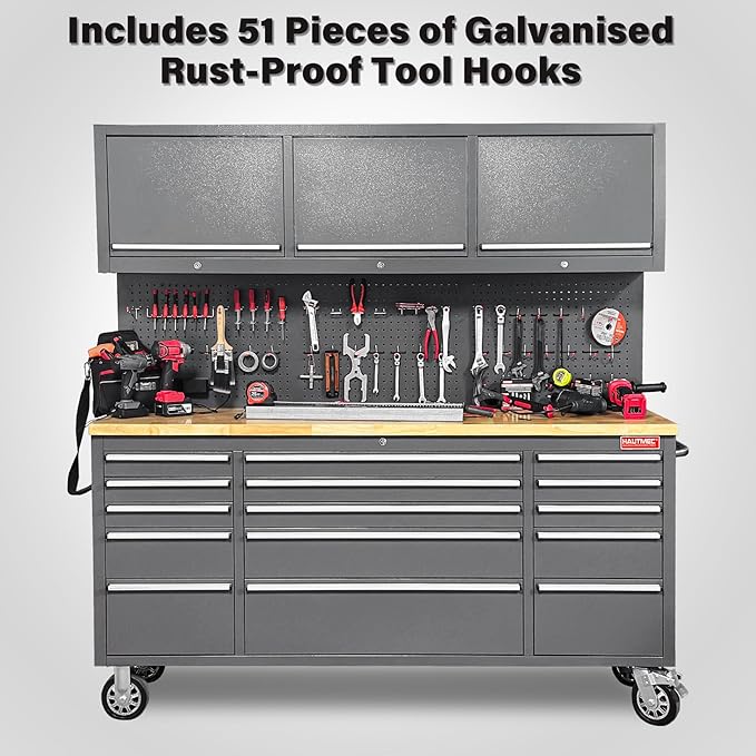 HAUTMEC 72" Rolling Tool Chest, Mobile Garage Workbench, Heavy-Duty Tool - Image 3