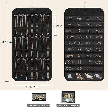 Hanging Jewelry Organizer Storage, 40 Pockets 36 Hooks Necklace Earring - Image 3