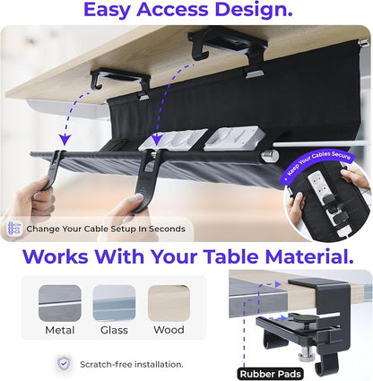 Ascrono Original No Drill Under Desk Cable Management Tray 40.6" - Image 3