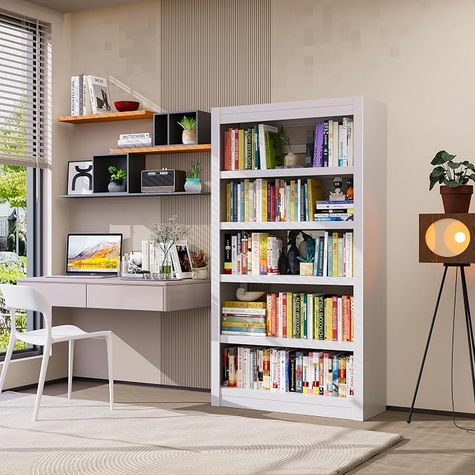 Bookshelf, 5-Tier Sturdy Bookcase, Adjustable Book Shelf, Large Capacity per - Image 5