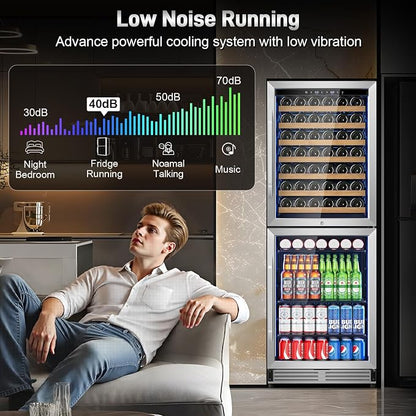 24 Inch Wide Wine and Beverage Refrigerator, 2 IN 1 Dual Zone Wine Cooler - Image 9