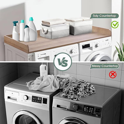 Washer Dryer Countertop with 2 Pack Storage Baskets, Wood Washer and Dryer - Image 5