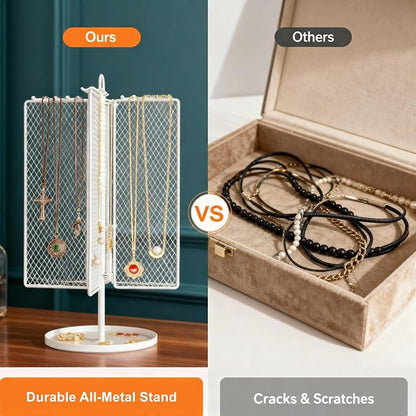 Rotating Necklace Holder Organizer, Necklace Storage Jewelry Stand, Metal - Image 2