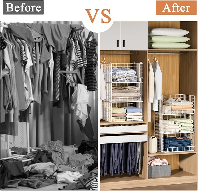 Closet Organizers and Storage Basket- 3-Tier Stackable Storage Bins, Foldable - Image 8