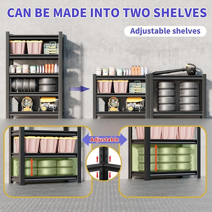 Garage Shelving Unit 24" D x 48" W x 72" H Heavy Duty Storage Shelves Easy - Image 6