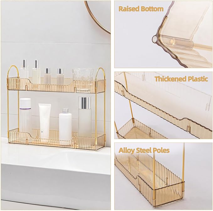 Bathroom Countertop Organizer, 2-Tier Slim Vanity Storage Rack - Image 8