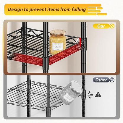 5 Tier Metal Shelving Unit Wire Shelves Storage Rack:Adjustable Storage Shelves - Image 6