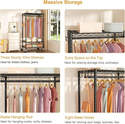 FUTASSI P6 Rolling Clothes Rack Heavy Duty, Clothing Racks - Image 7