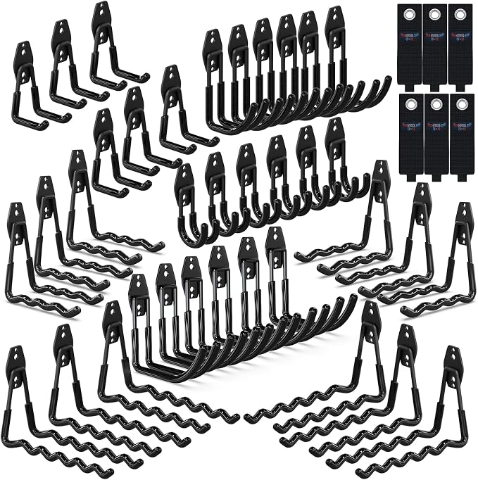 3-H Garage Wall Hooks 42 Pack, Heavy Duty Garage Hooks by 3-H