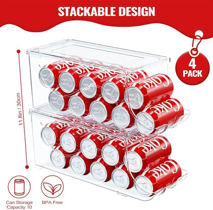4 Pack Stackable Refrigerator Organizer, Soda Can Dispenser Pop Cans Container - Image 2