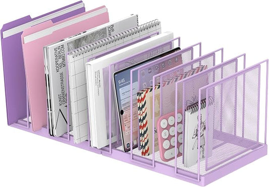 9-Section Desk File Organizer, Vertical File Holder, Mesh Desktop File Folder by JMHUD