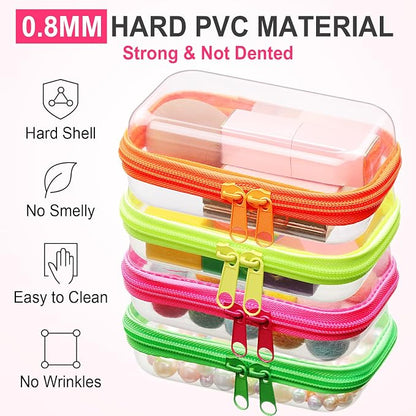 Hoolerry 4 Pcs Hard Clear Zipper Case Makeup Bags Plastic Pencil Pouch - Image 4