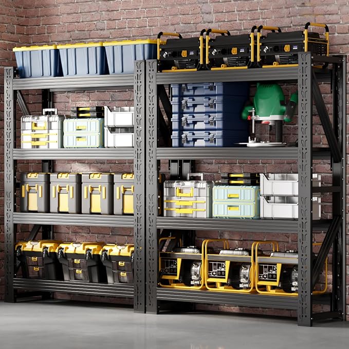 32" W Garage Shelving, 4-Tier Heavy Duty Storage Shelves Unit - Image 3