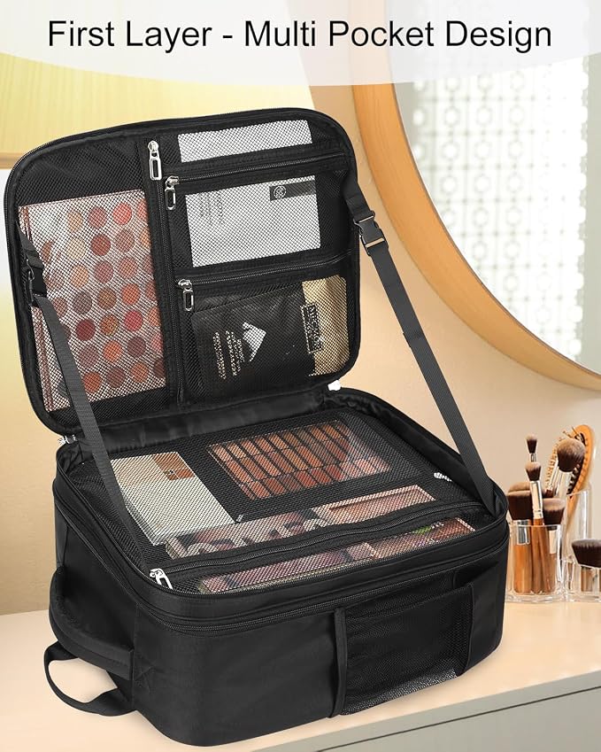 Makeup Backpack Professional Cosmetic Artist Bag Extra Large Travel Train Case - Image 2