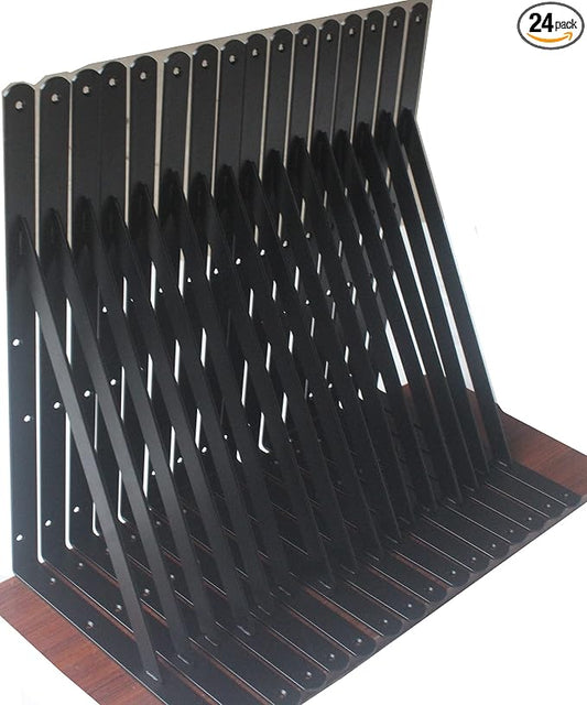 24 Pack L16 x H 10" Black Heavy Duty Shelf Brackets by MHMYDZ