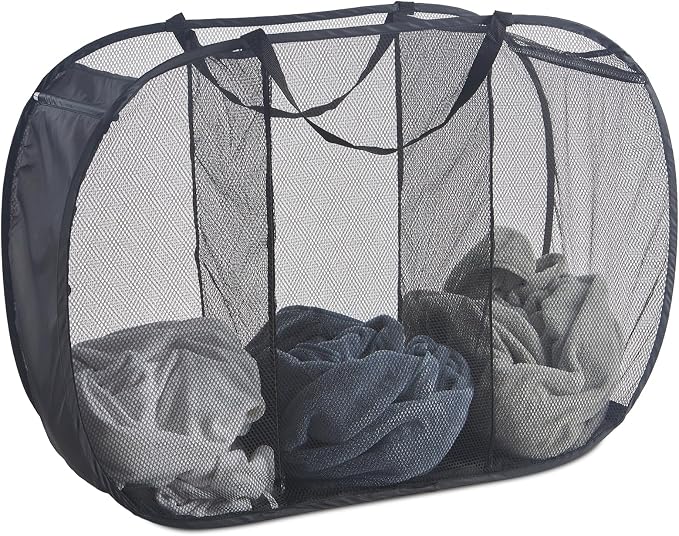 Mesh Popup Laundry Hamper 3 Compartment Sortable Horizontal Collapsible Laundry by Seiritex