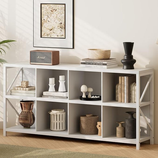 8 Cube Storage Organizer Bookshelf, Industrial Horizontal Bookcase, Accent by Unknown